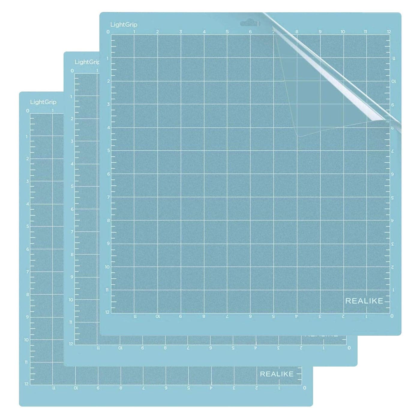 REALIKE Light Grip Cutting Mat for Cricut Explore MachineCricut Expression Machine Maker 3048cmX3048cm 12x12 inch Adhesive Sticky Cutting Mats 3Pack Replacement Vinyl Cutting mat for Craft Sewing
