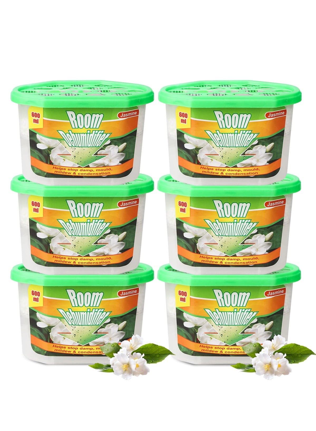 6 Pack Moisture Absorbers 600ml, Dehumidifiers to Control Excess Moisture for Basements, Closets, Bathrooms, Laundry Rooms, Kitchen & Study,Moisture Absorbers Odor Eliminator(jasmine fragrance)