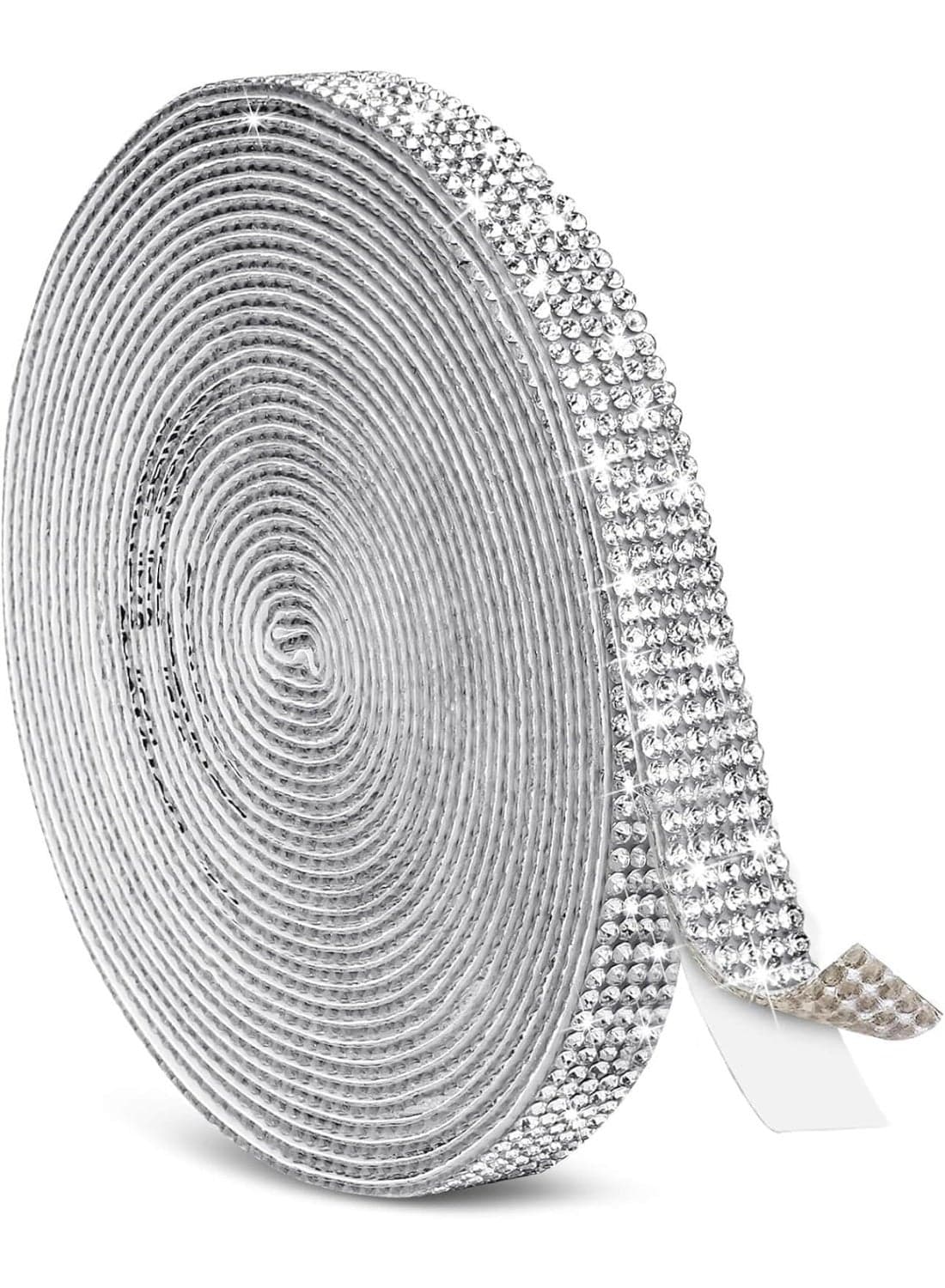 1 Yards Self Adhesive Rhinestone Ribbons, Sliver Rhinestone Strips, Diamond Crystal Ribbon Roll Stickers, Glitter Bling Ribbons, for Crafts Fabric Car Shoes Décor