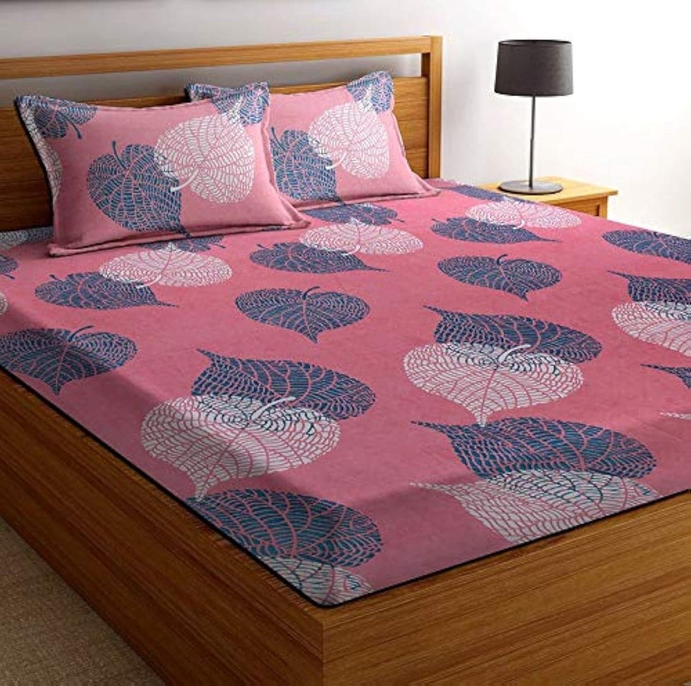 BSB HOME Premium Double Bedsheet with 2 Pillow Covers - 180 TC Supersoft 100% Glace Cotton - Breathable & Wrinkle Free - 3 Pcs Set,Floral | Light Pink and Green - Prime Collections