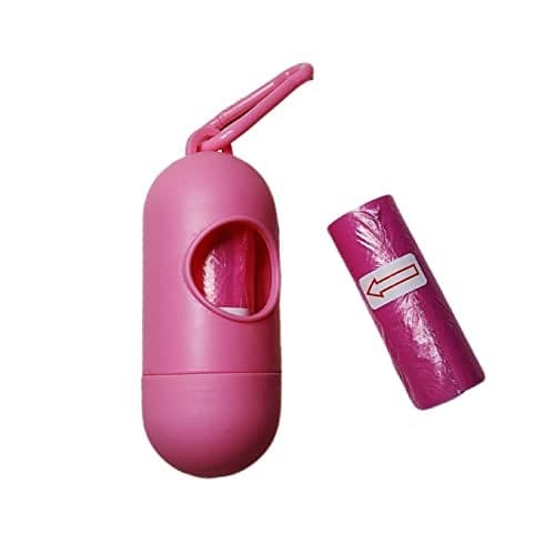 Amso Diaper Disposal Bag Dispenser with Garbage Rolls Portable Disposable Baby Diaper Nappy Garbage Bag with Removable Capsule Box (Pink)