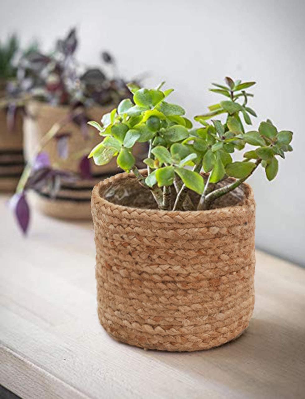 The Home Talk Beige Storage Basket, 6 inch diamater, Jute, Multi-Purpose, Use for Towels, Hairbrush, Kitchen Tools etc