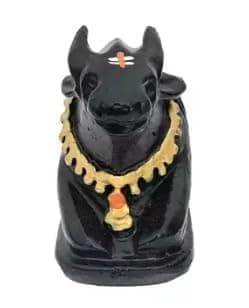 HaridwarDivine Black Polyresin Small Size Nandi Ji Maharaj Bull Statue Idol Murti For Home Shivling Puja Pooja Vastu Car Dashboard, Fantasy, 7.5 Cm, 3 Cm
