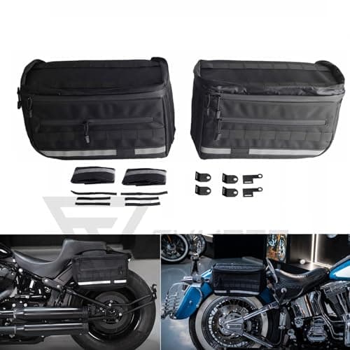 FVMOTO Universal Saddlebags Saddle Luggage Storage Bag Compatible with Harley Softail Dyna Street Bob Wide Super Glide FXR FXLRS Low Rider S Sportster, With Reflective Strips, 30L(7.9 Gallons)
