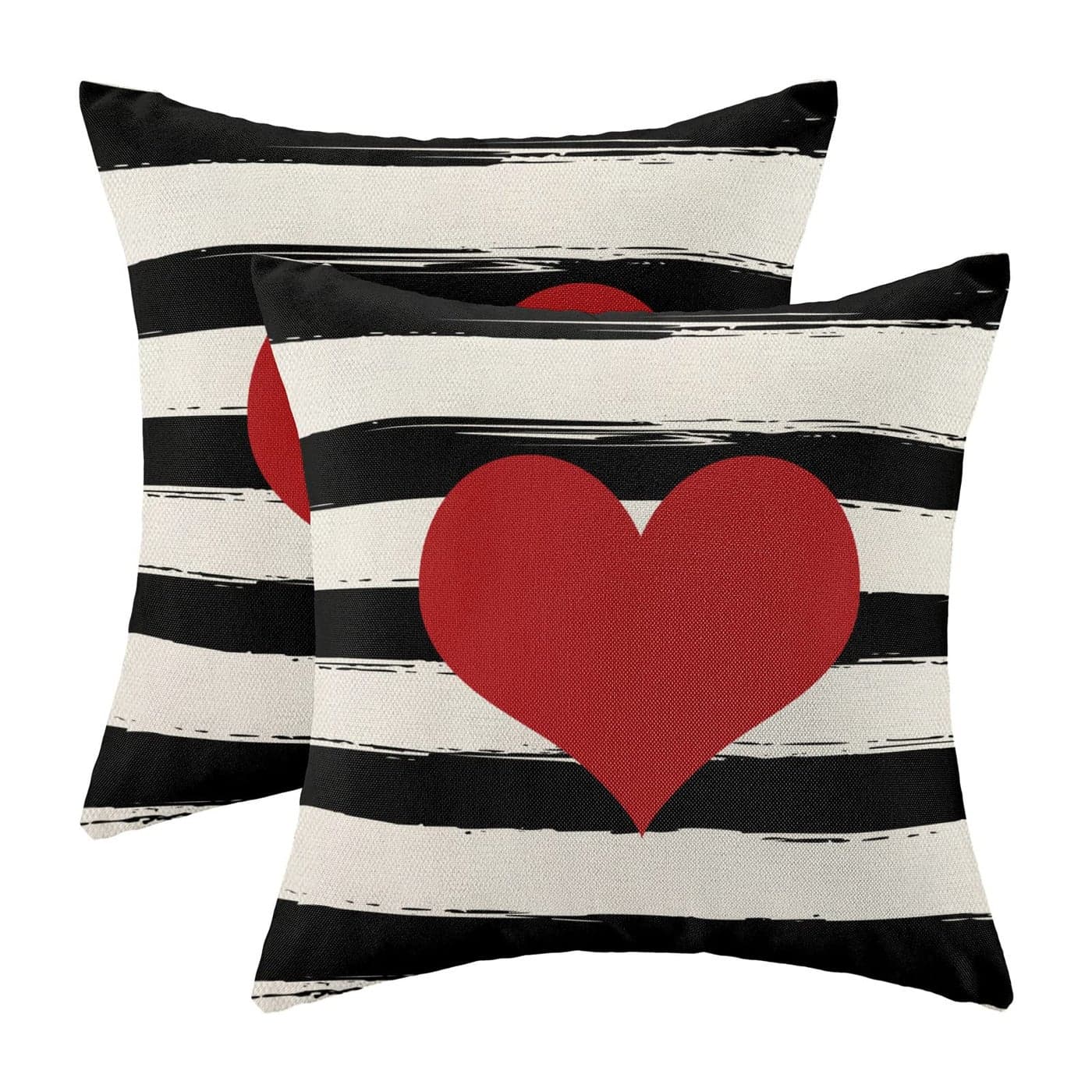 Valentines Pillow Covers 18x18 Inch Set of 2Red Love Heart Throw Pillows CaseValentines Day Mothers Day Anniversary Decorative Linen Square Cushion Covers Farmhouse Outdoor Decor for Home Sofa Bed
