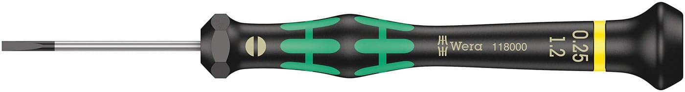 Wera 05118000001 Kraftform Micro 2035 Slotted Electronics Precision Screwdriver, 1.2mm Head, 40mm Blade Length