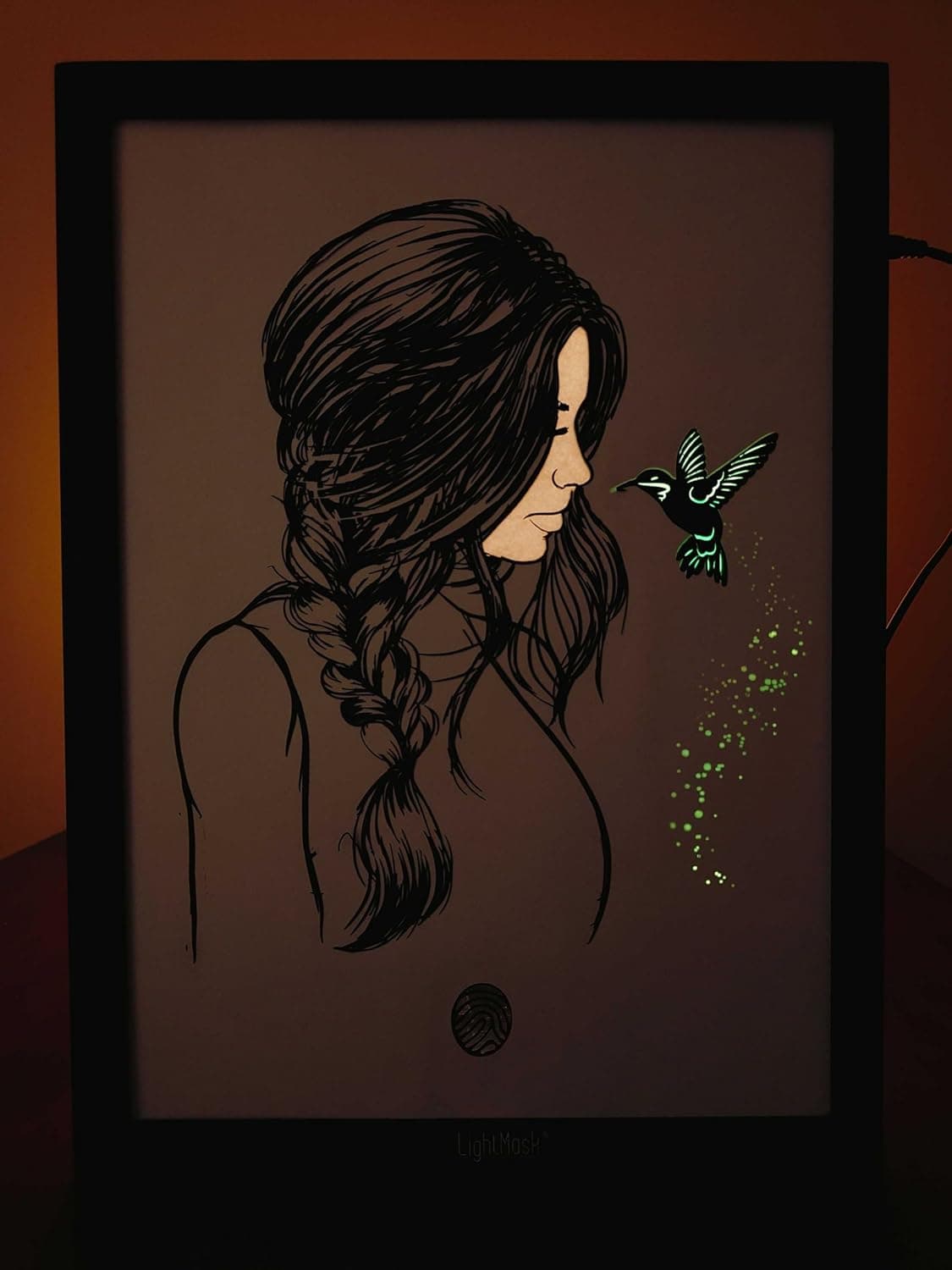LightMask Girl Hummingbird LED Shadow Box 116x156 Inch LightUp Wall Art Handmade Decorative Shadowbox Frame with LED for Home Bedroom Gifting