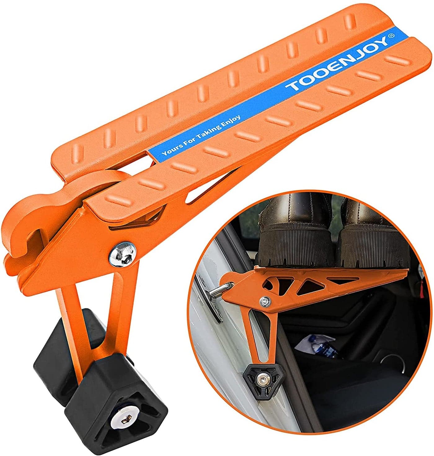 TOOENJOY Universal Fit Car Door Step Foldable Roof Rack Door Step Up on Door Latch Both Feet Stand Pedal Ladder Easy Access to Rooftop for Most Car SUV TruckOrange
