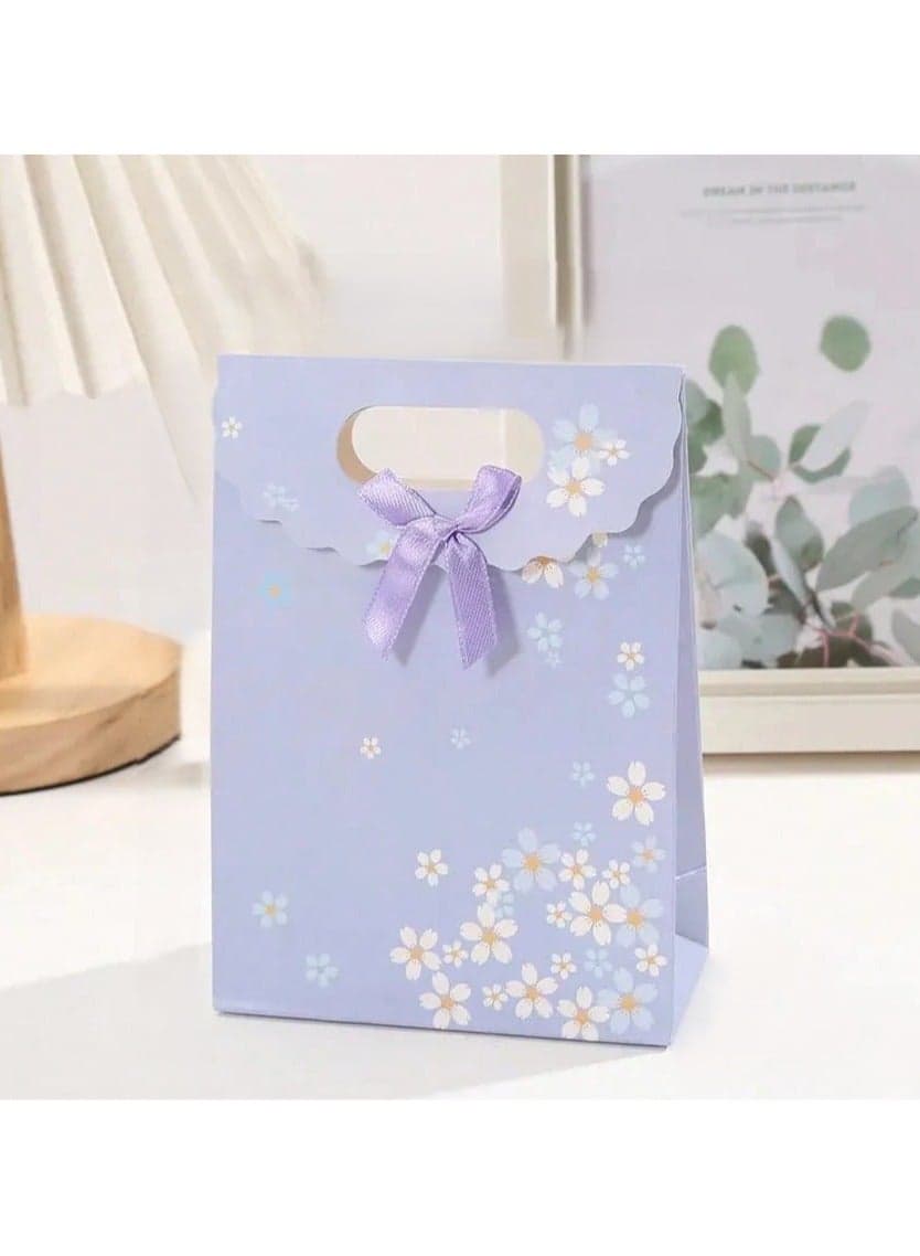 6 Pcs Purple Paper Gift Bags with Bow – Elegant Gift and Giveaway Bags for Parties, Birthdays, and Weddings