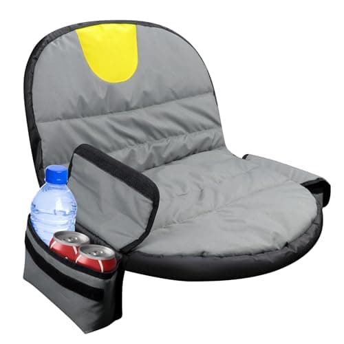 Kujunpao Riding Lawn Mower Seat Cover Lawn Tractor Cover with Two Storage Bags Fit for Most Lawn Mower Seat 600d Oxford Cloth Grey Yellow