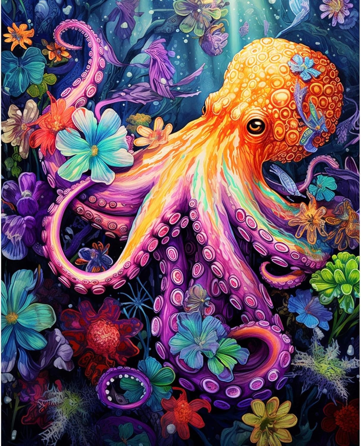 Tucocoo Octopus Paint by Numbers for Adults Kids BeginnersDIY Oil Painting Gift KitsAdults Paint by Number Kits for Arts Craft Home DecorColorful Ocean Scenery16 x 20Inches Without Frame