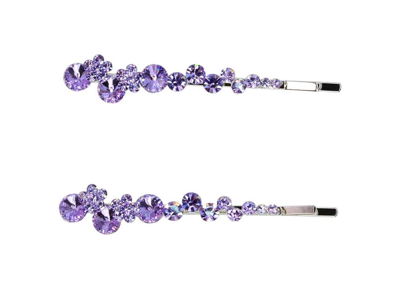 Faship A Pair Of Violet Light Purple Premium Rhinestone Crystal Floral Hair Clips Pins 2 Pcs