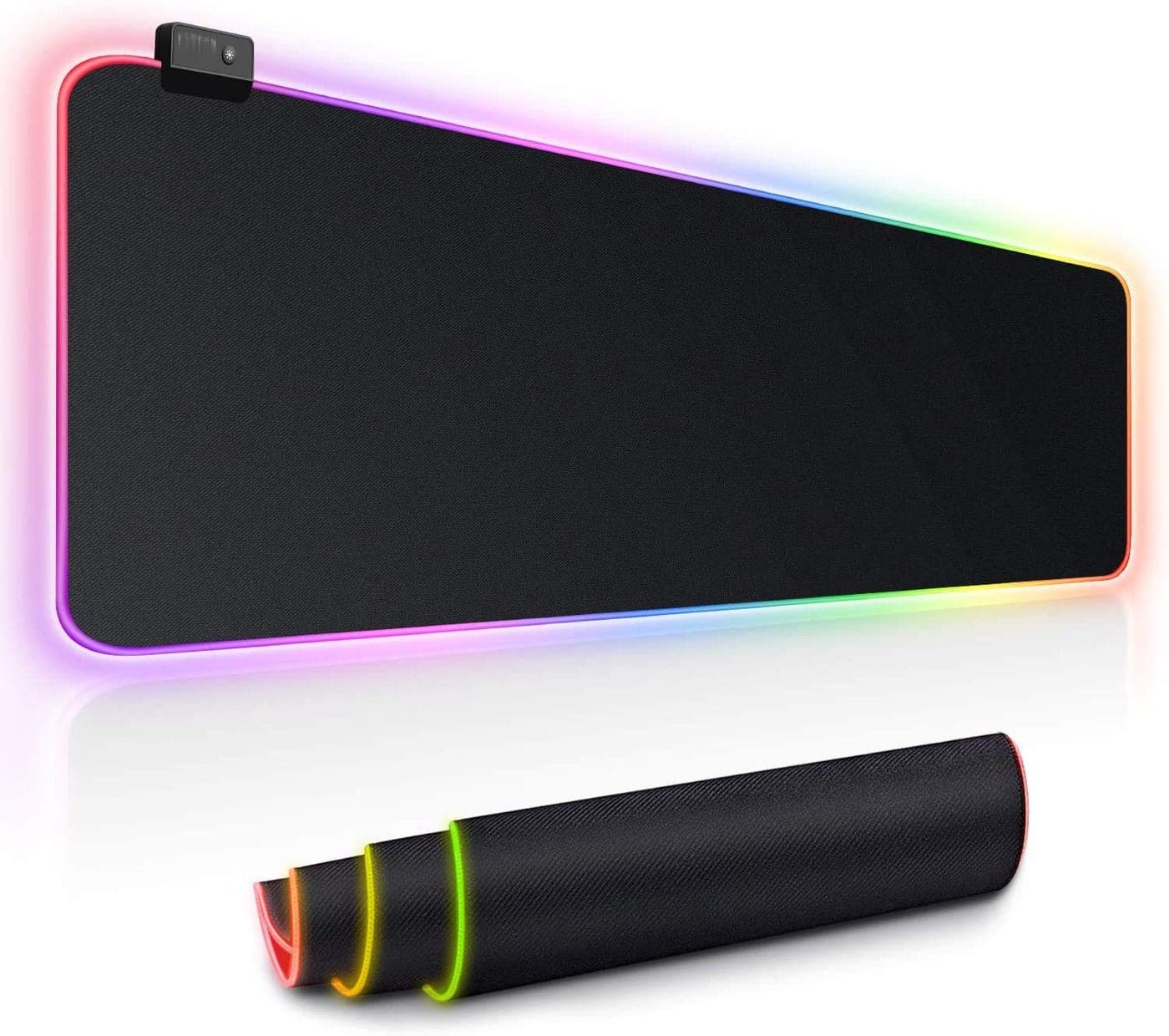 RiaTech RGB Gaming Mouse Pad, Large Extended Soft Led Mouse Pad with 14 Lighting Modes, Computer Keyboard Mousepads Mat (800mm x 300mm x 4mm, Black)