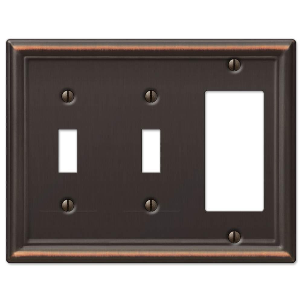 Amerelle 149TTRDB Chelsea Wallplate 2 Toggle 1 Rocker Steel Aged Bronze 1Pack