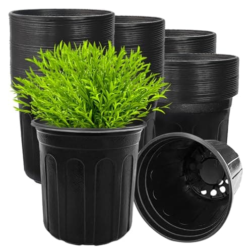 Guuozzli 50 Pack 1 Gallon Plant Nursery Pots,Plastic Seedling Pot with Drainage Holes,Flexible Garden Flower Plant Container for Potting,Succulents,Cuttings,Transplanting,Black