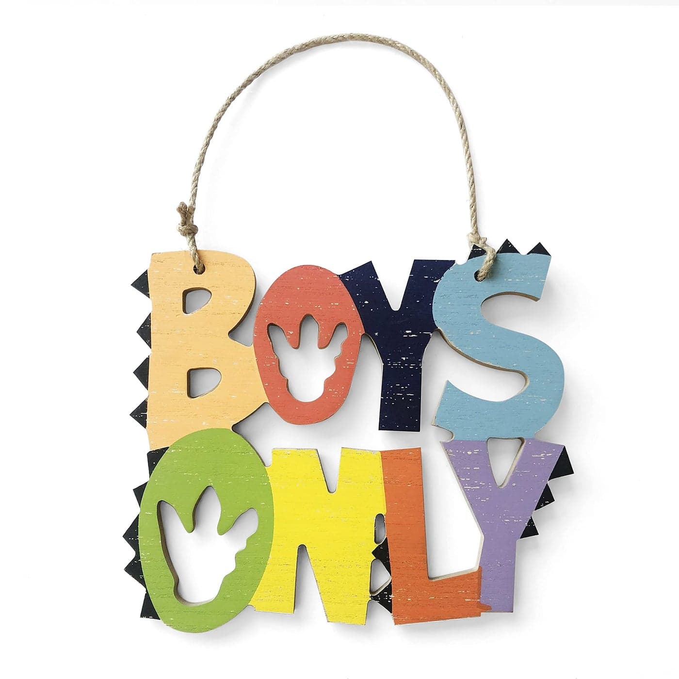 HnJOY Boys Only Wood Wall Decor Dino Paw Dinosaur Theme Wooden Letters Plague Children Room Decoration Animal Themed Sign Nursery Playroom Decor for Kids Bed Room Door Hanging