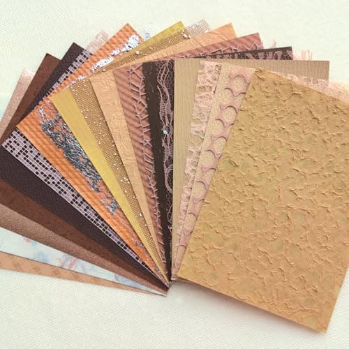 Flartmo 20 Unique A5 Textured Scrapbook Paper Mesh Fabric Set Handmade Craft Paper for Scrapbooking Junk Journal Supplies Card Making Decoupage Collage Gift Embellishments Brown