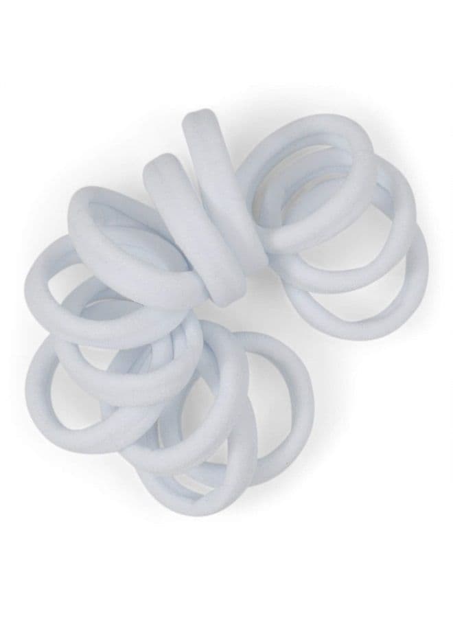 White Seamless Hair Ties - Extra Gentle Soft and Stretchy Nylon Fabric Ponytail Holders - 12 Pack