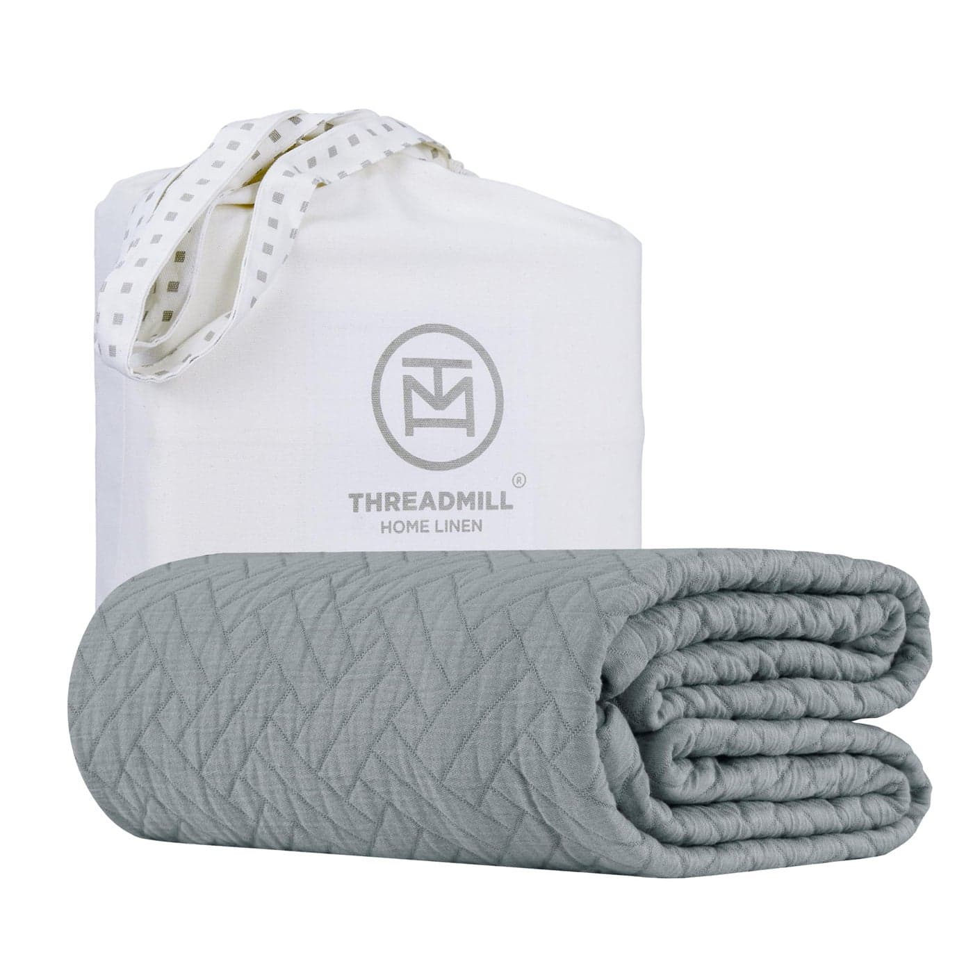 Threadmill Luxury Cotton Blankets for Queen Size Bed AllSeason 100 Cotton Queen Size Blanket Jacquard Cozy Lightweight Soft Breathable Coverlet fits Full Size Bed 90x92 Scottish Grey
