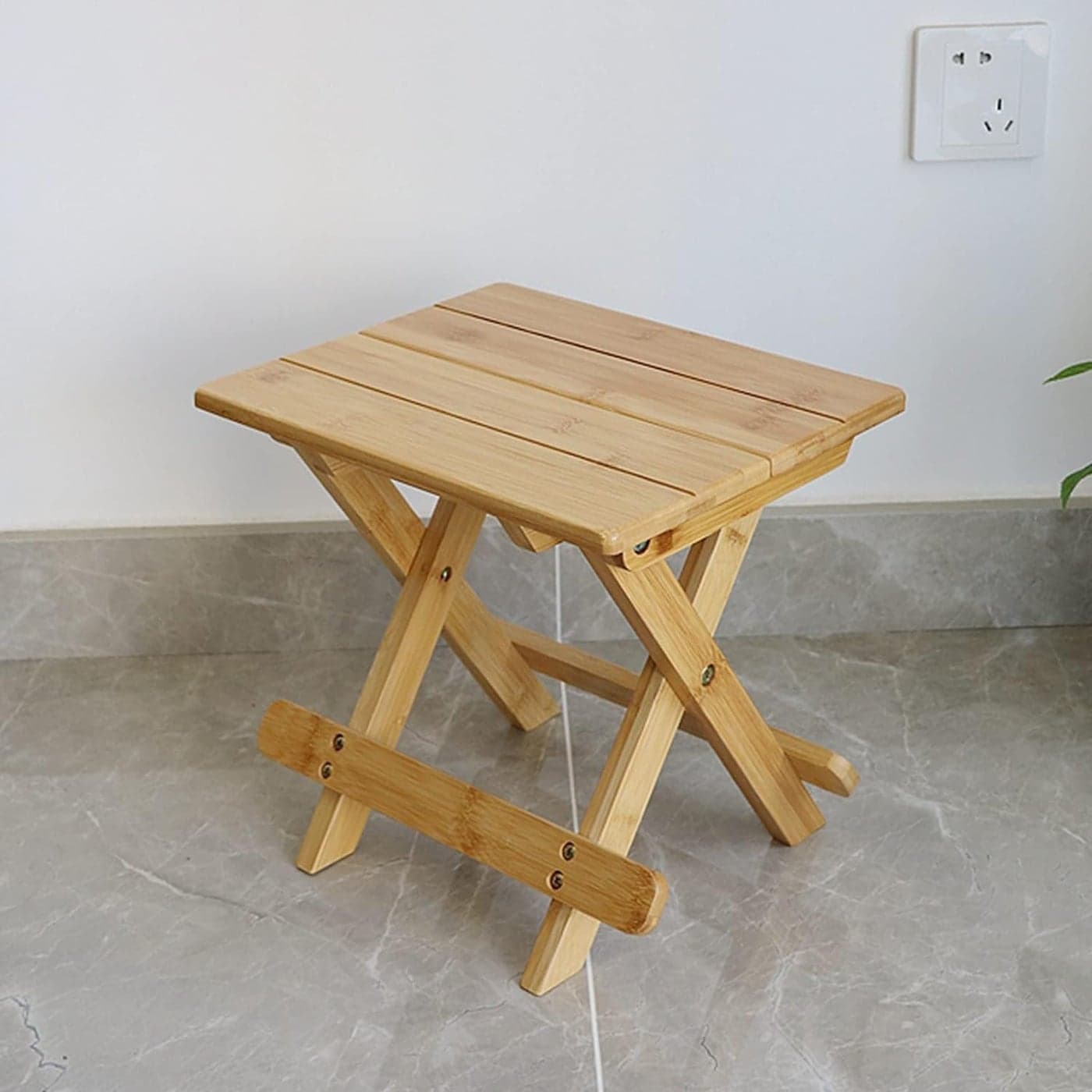 MUGATH Wood Folding Stool Plant Stand Small Portable Folding Table Outdoor Porch Coffee End Table Foldable Household Solid Table for Picnic Camping Chair Poolside Lawn Yard Balcony Deck