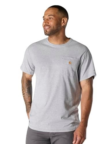 Carhartt Men's Force Relaxed Fit Midweight Short-Sleeve Pocket T-Shirt, Heather Grey, Large