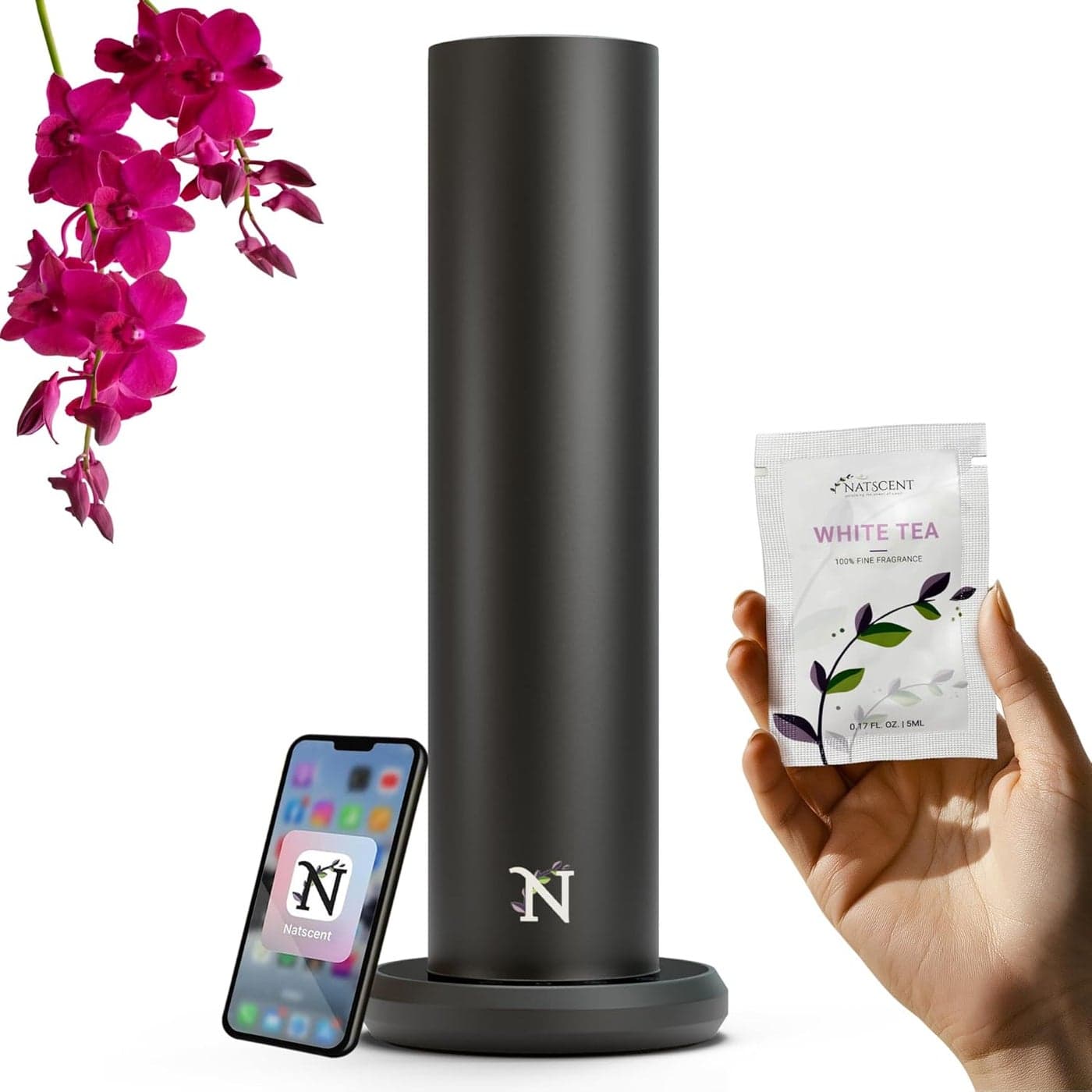 Dynamo Essential Oil Diffuser for Home with Fragrance Sample, App & Manual Control, Cold-Air Scent Diffusers for Home, Large Room, Hotel Scent Diffuser up to 1000sq.ft Black Aroma Diffusers