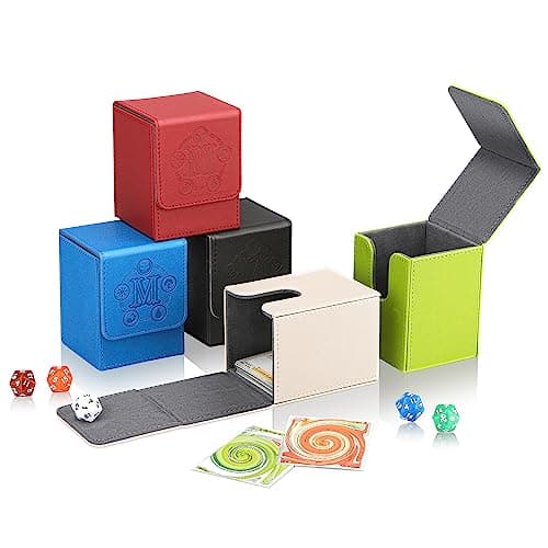 TCGUARD Card Deck Box for MTG Card Storage Box Holds 100 Plus Single Sleeved Cards Microfiber Lining and LeatherBox Compatible BlueGreenWhite