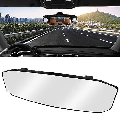 NTNEV 12''x3.5'' Large Rear View Mirror, Anti Glare Panoramic Wide Angle Rearview Mirror, Universal Interior Clip On Rear View Mirror for Car SUV Trucks