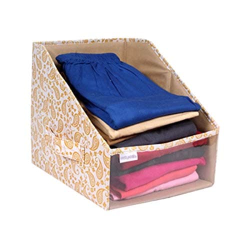 PrettyKrafts 1Pc Non Woven Shirt Stacker/Cloth Organizer for Storage/Closet & Wardrobe Organizer for Storage/Foldable Shirt Organizer Cloth Storage Box (Brown)