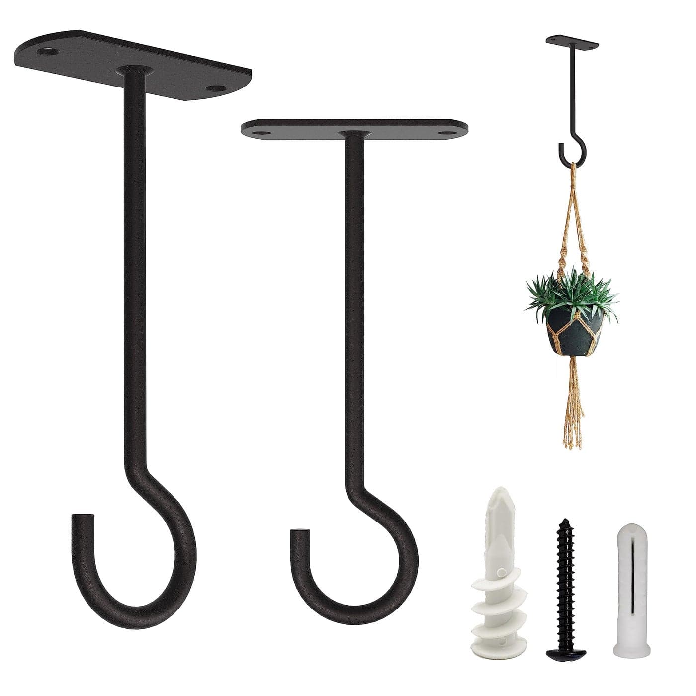 NACETURE Ceiling Hooks Heavy Duty 2 Pack Plant Hooks for Ceiling Hanging Hook for Hanging Basket Hook Light Bird Feeders Wind Chimes Dcor Indoor Outdoor Black 5 Inch 2 Pack