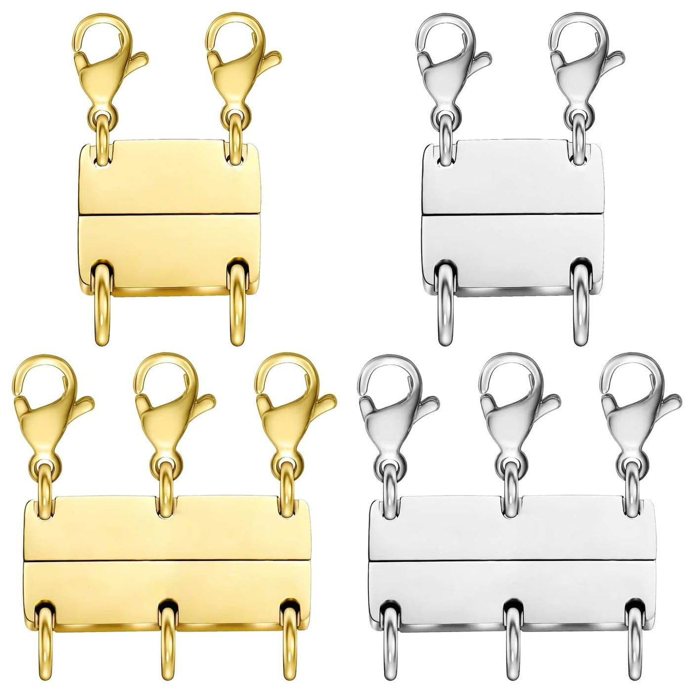 Qulltk Necklace Layering Clasps Magnetic Clasps for Jewelry18K Gold and Silver Separator for Stackable Necklaces and Chains