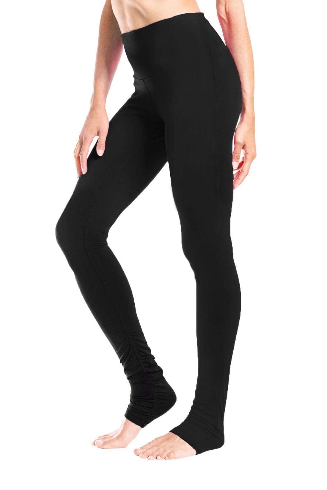 Yogipace Women's High Waisted Goddess Extra Long Yoga Over The Heel Leggings,34",Black,Size L