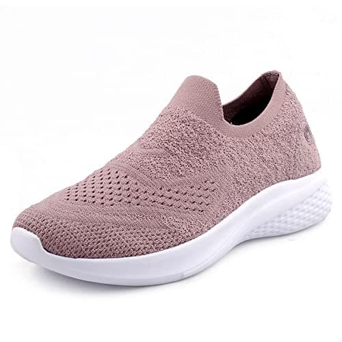 Bacca Bucci® Walker Slip On Sneakers for Women Lightweight Walking Shoes Comfortable Breathable Mesh Sports Shoes | Pink, Size UK37