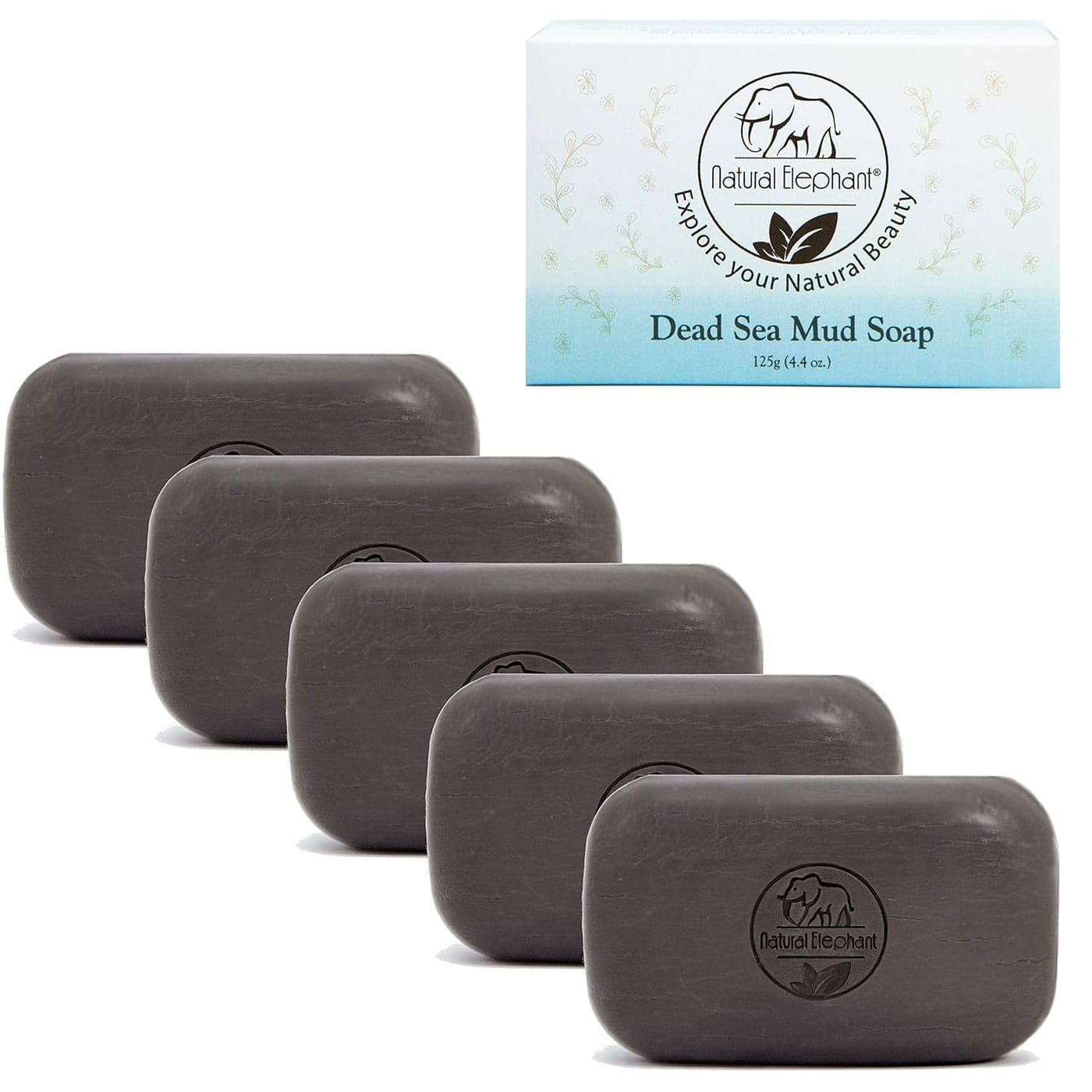 Natural Elephant Dead Sea Mud Soap 4.4 oz 5 Pack (5 Soap Bars)