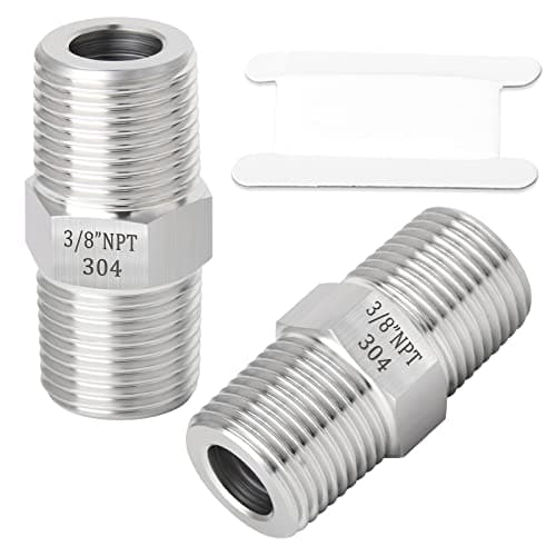 TAISHER 5PCS 304 Stainless Steel Hex Nipple, Pipe Fitting 3/8-Inch Male Pipe x 3/8-Inch Male Pipe