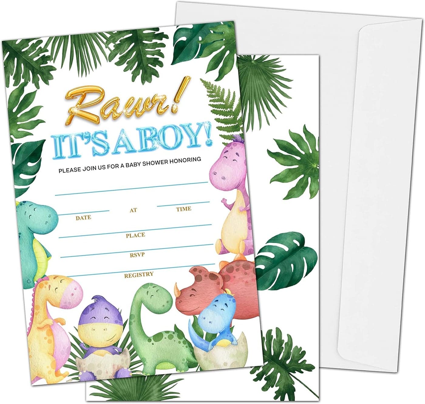 Baby Shower Invitations for Boy Safari Jungle Fillin Invites 4x6 Doublesided Cards 25 Sets with Envelopes