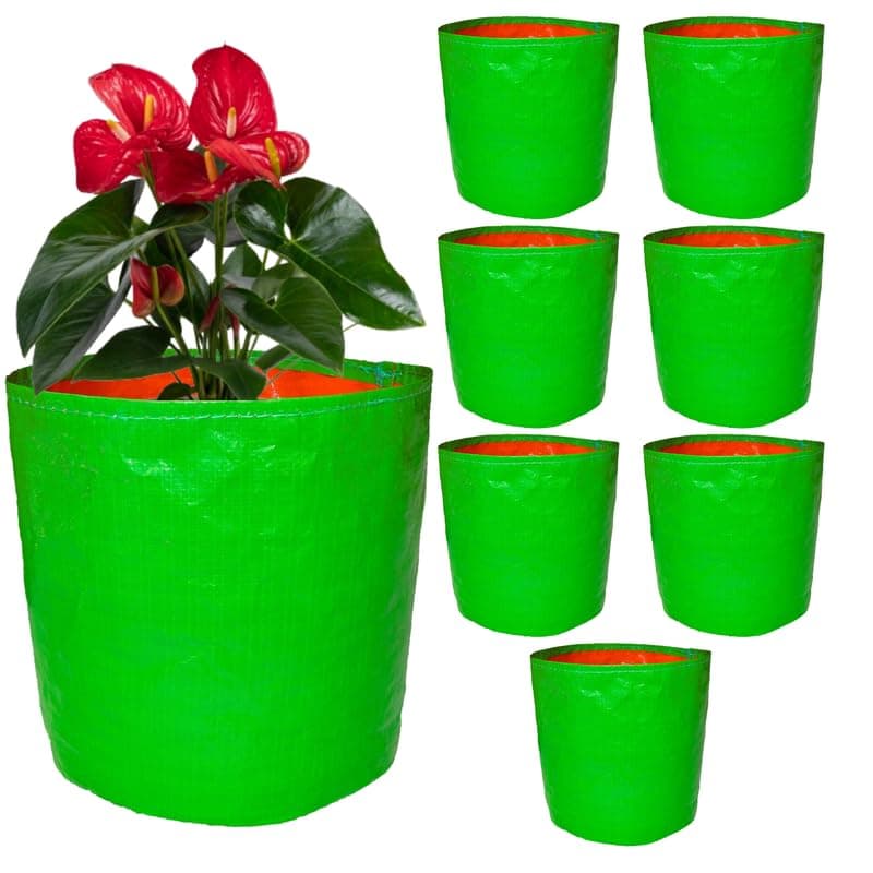 GroWonder Grow Bags for Terrace Gardening 18x18 inches Pot for Plants, 230 GSM Strong, Terrace Gardening Vegetable Planting Pots, Woven Fabric Leafy Fruits Growing Containers, Pack of 8