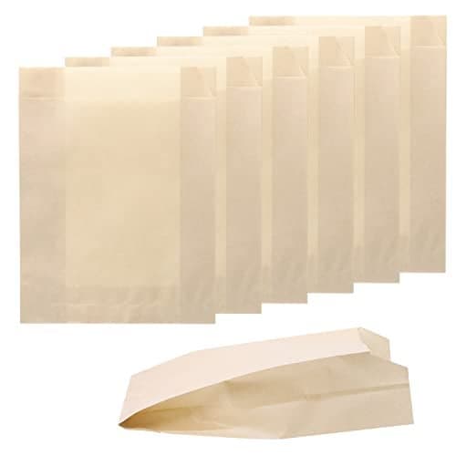 ONLYKXY Kraft Paper Snack Bags Gift Wrap Bags for Bread Pastry Biscuit Bakery Cookies Candy Snacks French Fries Small Lunch Paper Bag Sandwich Pointed Bottom Bags(Translucent Kraft Paper) (50)