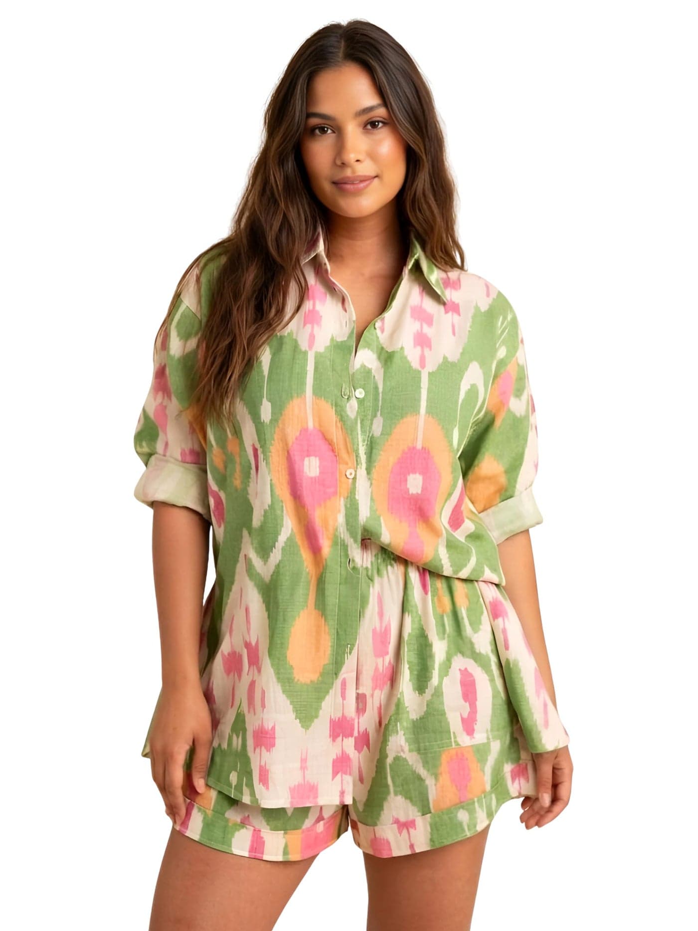 Leriya Fashion Women Rayon Printed Co-Ord Set Green, Medium