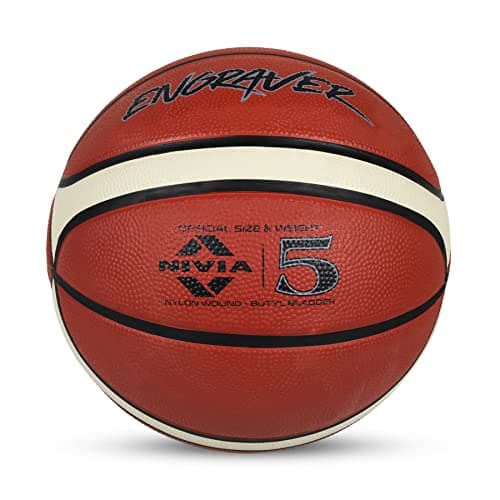 NIVIA Engraver Basketball, As per BFI Standard, 14 Panels, Molded Soft Rubber Cover with Pebbled Texture, Butyl Threadwounded Bladder, Made for Tournaments, to Play on All Indoor & Outdoor Surfaces