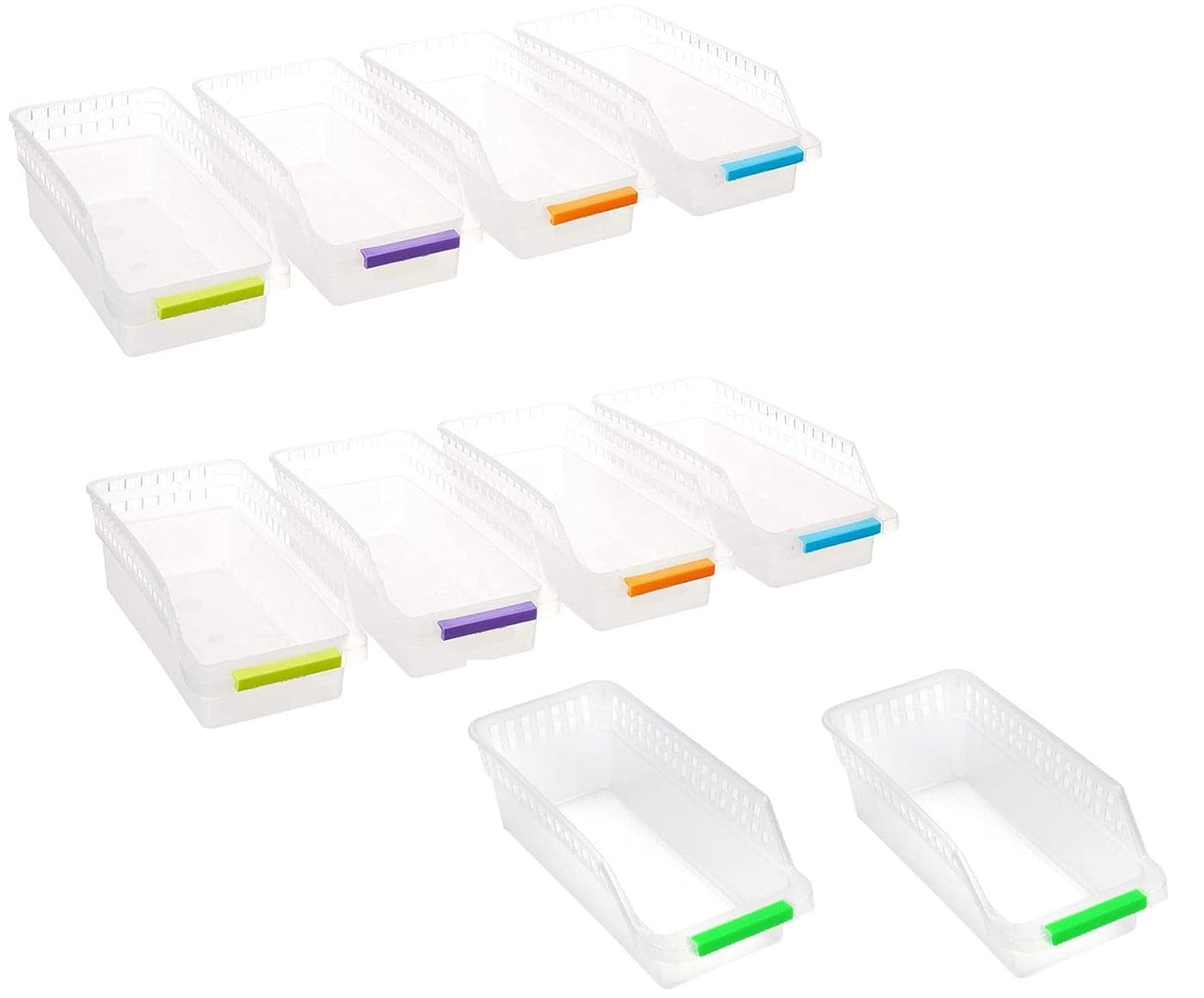 Inditradition Plastic Stackable Refrigerator Food Storage Organizer , Transparent (25 cm x Width - 10 cm x Height - 8.5 cm ) - Pack of 10