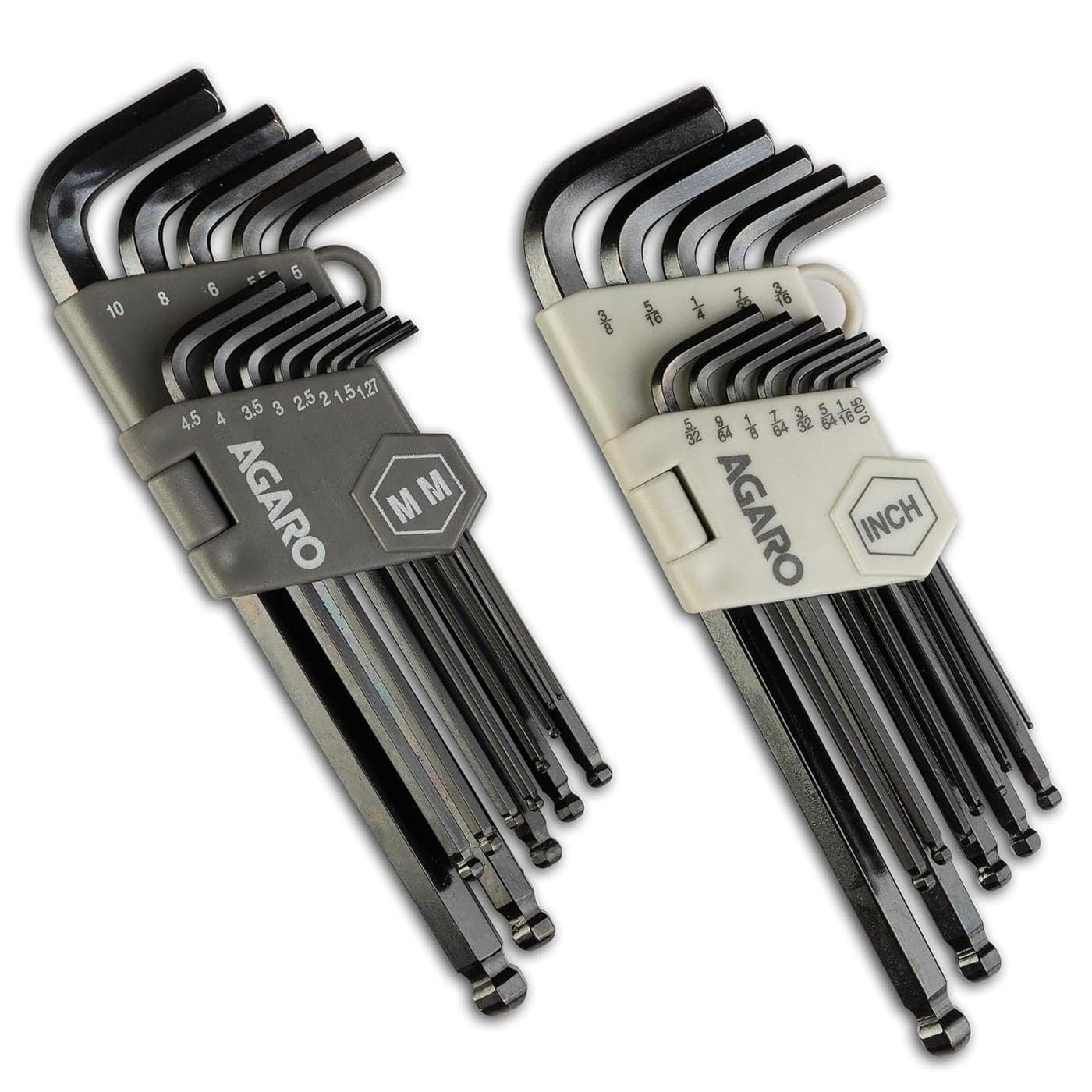 AGARO 26pcs Hex Allen Key Wrench Set InchMM With Ball End for Repairing Industrial Machinery Motorcycles Bicycles Cars Furniture Black