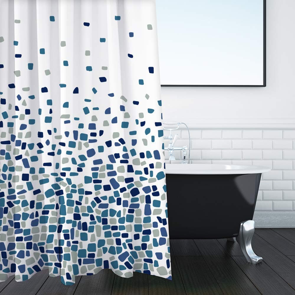 ANSIO Shower Curtain for Bathroom Mould and Mildew Resistant Mosaic Blue 180 x 180 cm 71 x 71 Inch Water Repellant Fabric 100 Polyester