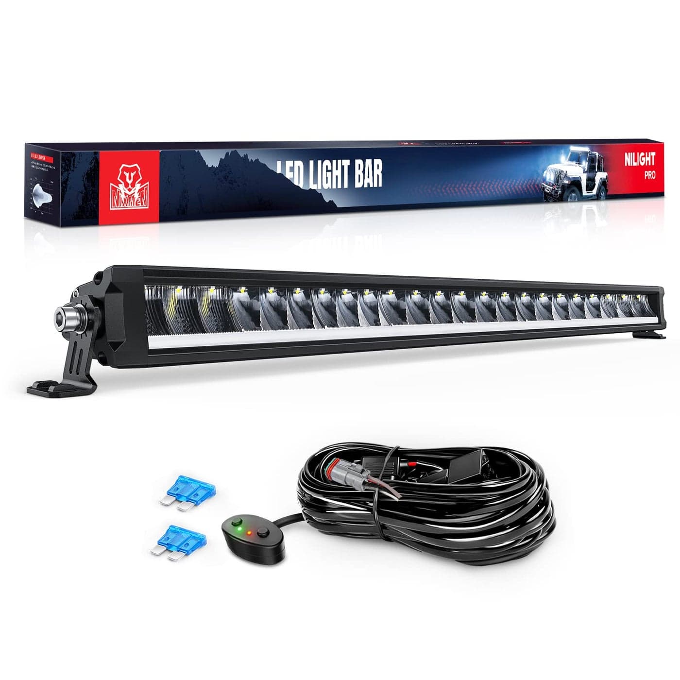 Nilight 30 Inch LED Light Bar 120W 13000LM AntiGlare Flood Spot Combo DRL Offroad Driving Lamps IP68 w 16AWG DT Wiring Kit for Pickup Truck SUV ATV UTV Boat 4x4 Jeep