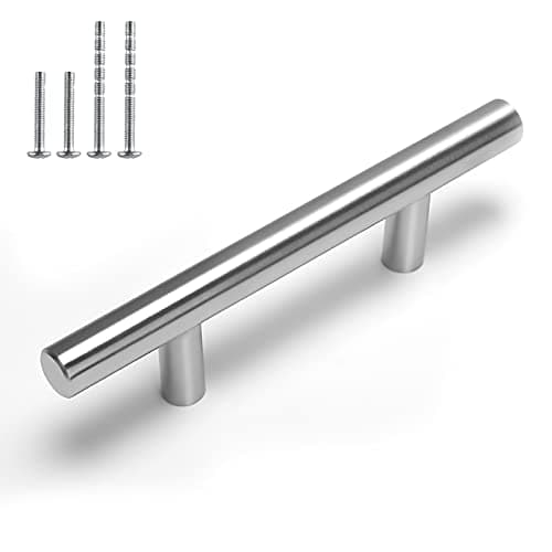 homdiy 35Pack Cabinet Handles Brushed Nickel Cabinet Hardware 3in Hole Centers Cabinet Door Handles for Kitchen Cabinets, Modern Drawer Pulls Stainless Steel Handle Pulls