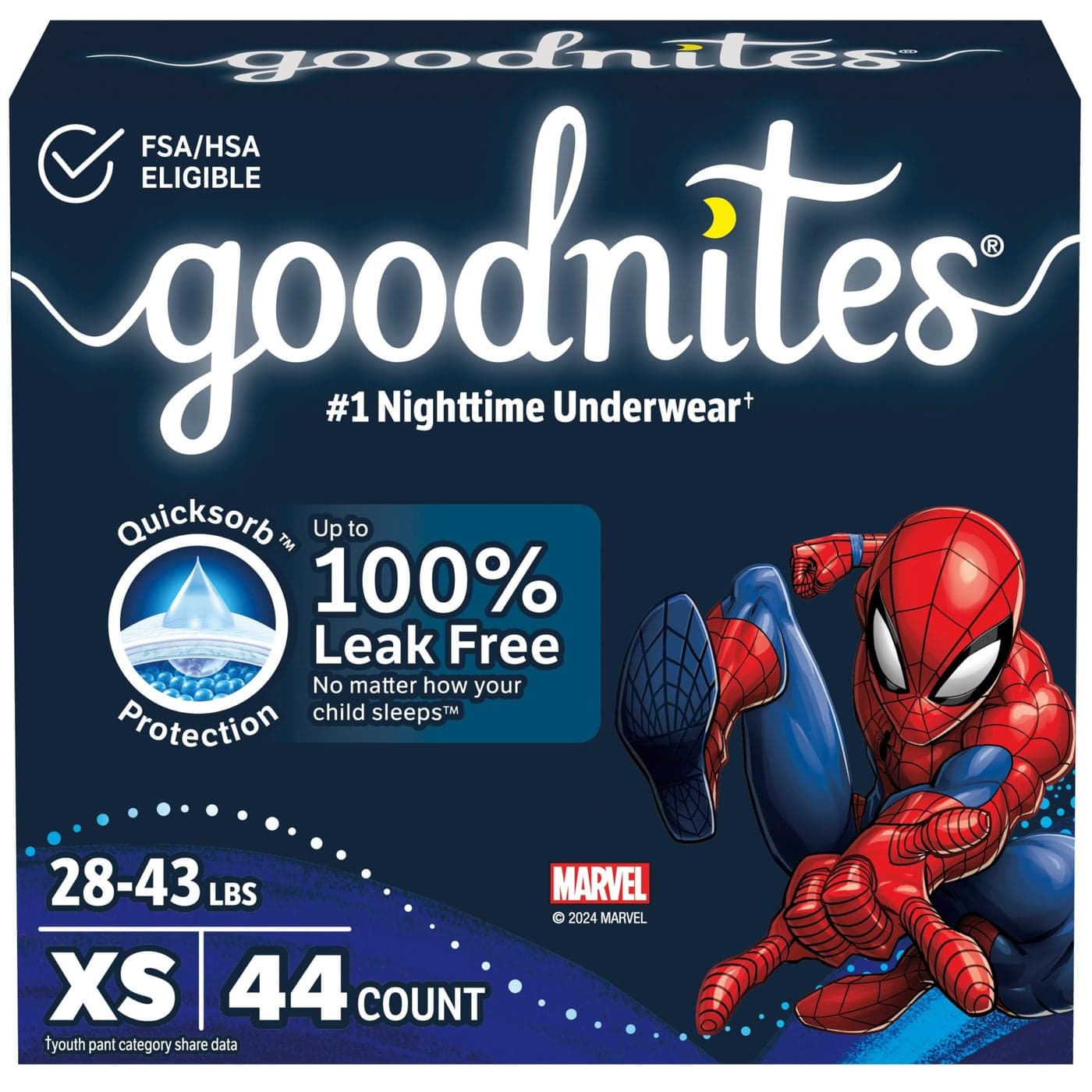 Goodnites Boys Nighttime Bedwetting Underwear Size Extra Small 2843 lbs 44 Ct 2 Packs of 22 Packaging May Vary