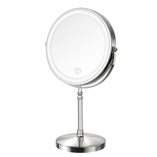 DEIOVWXS Makeup Mirror, 3000mAh Rechargeable Double-Sided Magnifying Vanity Mirror with 3 Colors, 1X/10X, Adjustable Brightness, Gifts for Mom, Mothers Day, Women, Wife, Girls, Dorm Room Essential