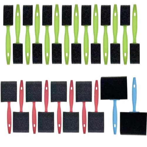 24Pcs Foam Paint Brushes Coloful Plastic Handle Sponge Brushes for Painting Paint Sponge LightweightDurable Premium Foam Brushes Set Staining Varnishes and DIY Craft Projects 1 2 and 3