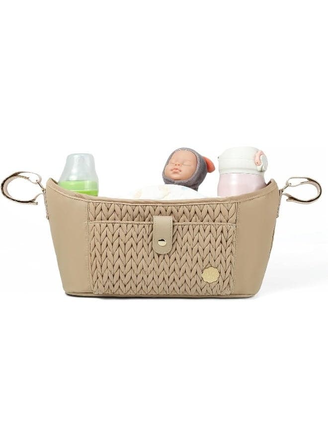 SEWBOO Universal Baby Stroller Organizer, Diaper Caddy Organizer with Adjustable Straps to Fits Nearly Any Strollers (Beige)