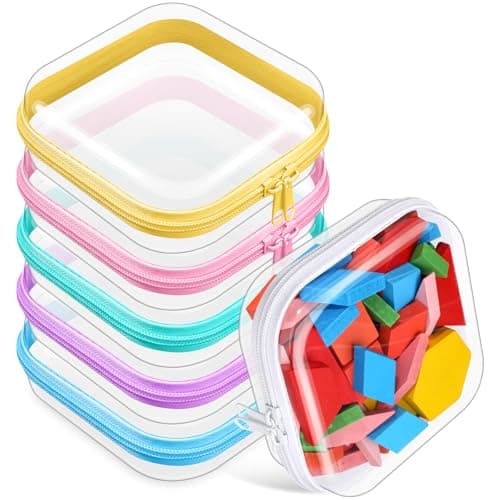 Sanwuta 6 Pcs Clear Hard Zipper Case Plastic Zipper Pouches Transparent Makeup Bag Pencil Case Pouches Toiletry Diaper Bag for Travel Toy Storage Organizer BinsColorful5 x 5 x 2 Inch
